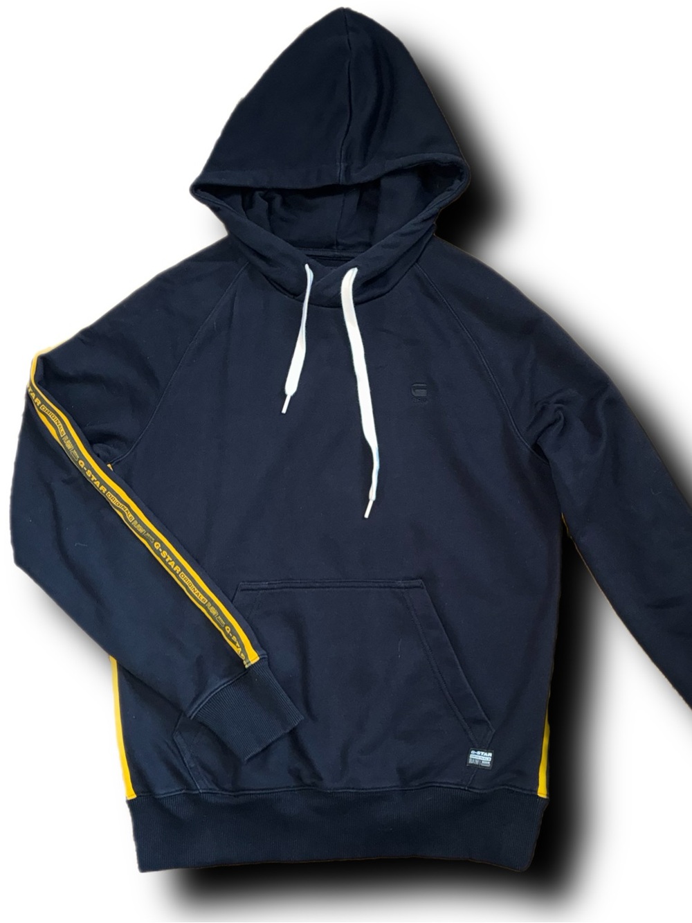 G-Star Raw Alchesai Or Core Sweater Black w Yellow Tape Accents Y2K Style